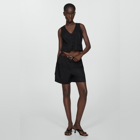 Mango Linen vest with buttons - Picture 4 of 8